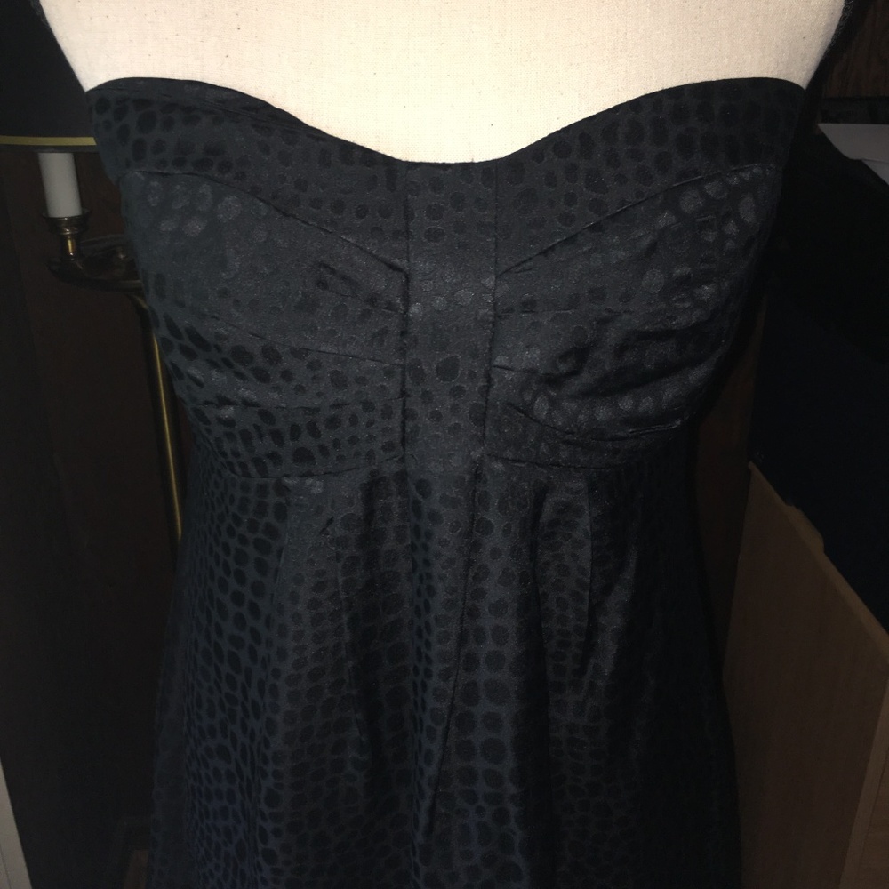 White House Black Market Silk Black Strapless Dres